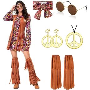 70s Outfits for Womem Disco Dress Accessories 60s 70s Costume Dress for Women Hippie Costume Clothes Outfit Halloween
