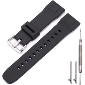 MCXGL 24mm Quick release Rubber Watch Strap Compatible with Casio Pro Trek PRG-650Y PRG-600 PRW6600 Men's Replacement Bracelet Soft silicone sports waterproof black wristband