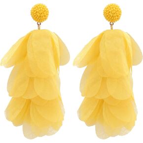 Long Acrylic Flower Tassel Earrings for Women Teen Girls,Exaggerated Statement Floral Tassel Earrings Handmade Jewelry Gifts