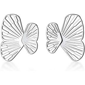Unique Filigree Butterfly Ear Jacket Stud Earrings for Women Girls S925 Sterling Silver Hypoallergenic Dainty Front Back Fan shaped Wings Cuff Cartilage Studs Fashion Jewelry