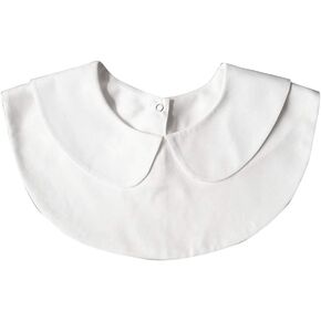 Lady's Fake Collar Half Shirt Blouse Detachable False Collar OL Joker Shirt Decorative Collar Dickey Collar Cuff Cotton Choker Tie False Lapel Round – White