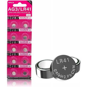 jixik 10PCS AG3 Coin Battery LR41 392 192 Button Cell Coin Alkaline Battery 1.55V SR41SW L736 CX41 for Watch Toys No Mercury