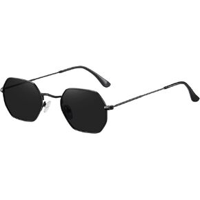 Small Octagonal Polarized Sunglasses for Women Men Classic Retro Metal Frame Polygon Sun Glasses UV400 Protection