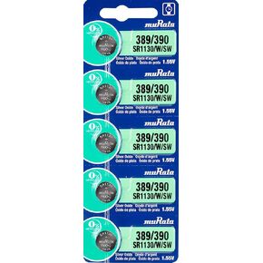 بطارية موراتا 389/390 SR1130/W/SW 1.55 فولت خلية زر ساعة أكسيد الفضة (5 بطاريات) in Kuwait