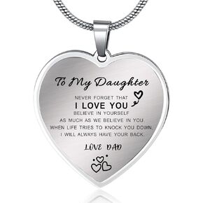 YOTHIWAD Daughter Necklace From Mom Dad, To My Daughter Necklace,Inspiration Heart Pendant Necklace Birthday Graduation Christmas Gifts from Mom Dad