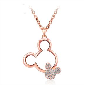 Mickey Pendant Necklace For Women Girls Crystal Zircon Charm Jewelry Necklaces Wedding Women's Party Gift