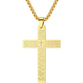Jude Jewelers Stainless Steel Christian Cross Bible Verse Prayer Statement Religious Pendant Necklace