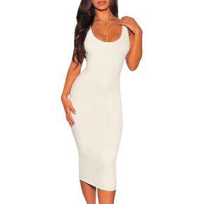 فستان YouSexy النسائي المثير Bodycon مضلع بدون أكمام فساتين متوسطة الطول للحفلات والنوادي