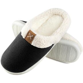 House Slippers Memory Foam Slippers for Women Men, Memory Foam Comfort Fuzzy Plush Lining Indoor Bedroom Warm House Shoes, Warm Cosy Non Slip Home Slippers