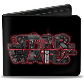 Buckle-Down Men's Star Wars Wallet, Bifold, Galactic Empire Logo Black Grays Reds, Vegan Leather, 4.0" x 3.5"