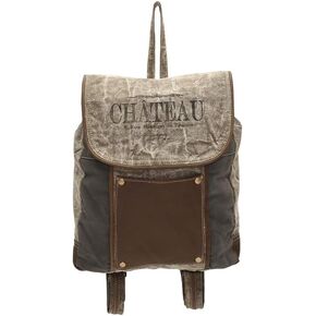 Myra Bag Chateau Upcycled Canvas and Genuine Leather Trim Front Pocket Backpack