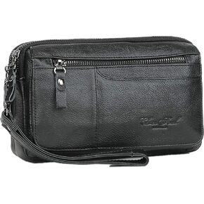 Leather Clutch Purse Wallet for Men Handbags Business Organizer Phone Holder Wrist Bag