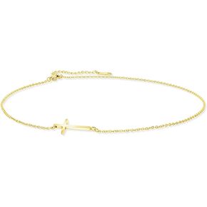MOMOL 18K Gold Plated Stainless Steel Cross Choker Necklace Minimalist Sideways Cross Necklace Christian Religious Chain Necklace for Women Girls