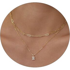 MIDEEO CZ Diamond Gold Necklace for Women Dainty Gold Layered Sliver Necklaces 14k Gold Plated Diamond Pearl Pendant Necklaces Heart CZ Cross Choker Necklaces for Women Simple Cubic Zirconia Necklace Trendy Jewelry Gifts