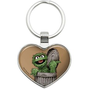 GRAPHICS & MORE Sesame Street Vintage Oscar the Grouch Keychain Heart Love Metal Key Chain Ring