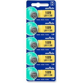 Murata LR1130 Battery AG10 389A 1.55V Alkaline Button Cell (5 Batteries)
