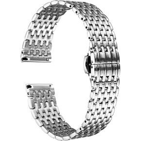 BINLUN شبكة رقيقة للغاية من الفولاذ المقاوم للصدأ حزام ساعة خفيف حزام ساعة مصقول أساور بديلة 20 مم للرجال والنساء مع مشبك فراشة in Kuwait