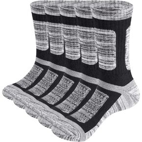 YUEDGE Women's Walking Hiking Socks 5 Pairs Anti Sweat Cushioned Athletic Crew Socks Boot Socks For Ladies 6-11