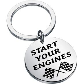 CENWA Race Day Gift Street Racing Gift Start Your Engines Keychain Checkered Flag Jewelry Car Racing Gift Drag Racing Gift