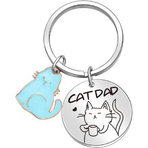 ORZOESD Cat Dad Birthday Keychain Cat Father Gift Cat Lover Jewelry For Men Cat Daddy Keychain Cat Papa Jewelry