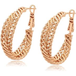 XUPING 18K Gold Plated Large Hoop Earrings for Women Lightweight Big Hoop Earrings Fashion Jewelry （30mm）