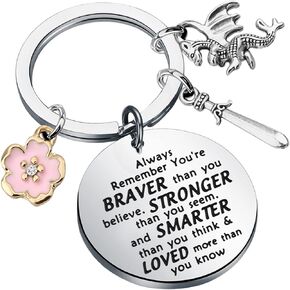KEYCHIN Mu Lan Movie Keychain Mu Lan and Mushu Dragon Fans Gift You Are Braver Stronger Smarter Than You Think Mu Lan Jewelry
