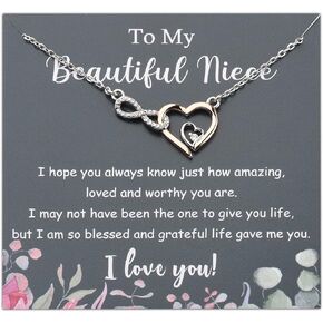 PLITI Niece Necklace From Aunt Uncle Niece Birthday Gift To My Beautiful Niece Infinity Heart Pendant