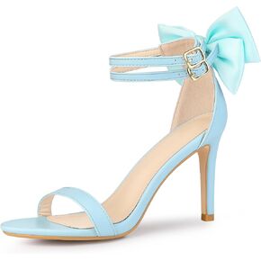 Allegra K Women's Bow Back Ankle Straps Stiletto High Heel Sandals