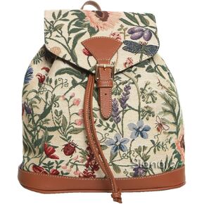 Signare Tapestry Fashion Backpack Rucksack for Women with Morning Garden Floral Design (RUCK-MGD)