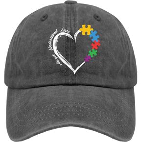 Accept Understand Love Autism Awareness Cap Mens Outdoor Hat Pigment Black Mens Hat Gifts for Her Hiking Hats
