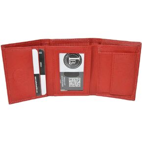 Leatherboss Leather Boys Slim Compact Flap Id Coin Pocket Trifold Wallet, Black
