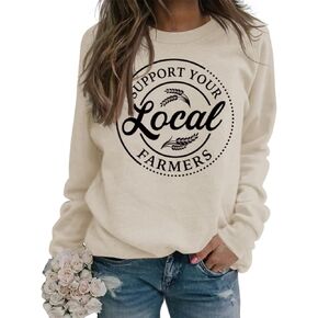 Noffish Women Farm Sweatshirt Support Your Local Farmer Sweatshirt