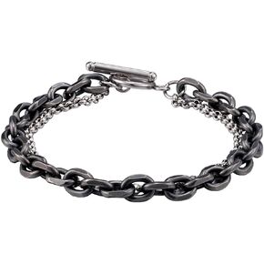 PEAS Hip Hop Jewelry Bracelet Stainless Steel Double Layer Link Chain Bracelet