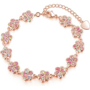 CiNily Adjustable Tennis Bracelet-Oval or Flower Shape White Gold/Sterling Silver Plated Opal Bracelet for Women Girls Gemstone Bracelets