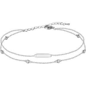 Double Layered Moissanite Bracelet - Rhodium Plated 925 Sterling Silver, Length 6-7.5 Inches - Moissanite Jewelry - Dainty Bracelet for Women in Saudi Arabia