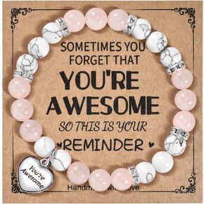 VGWON Unique Inspirational Gifts for Women Natural Stone Bracelets Best Friend Birthday Gifts for Women Teen Girls Sometimes You Forget You're Awesome