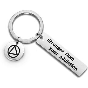 HOLLP Sobriety Keychain Recovery Gift AA NA Gift Addiction recovery keychain Sober Birthday Gift