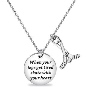 Hockey Stick Jewelry Ice Hockey Player Necklace Skate with Your Heart Pendant Hockey Team Necklaces
