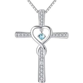 Jude Jewelers White Gold Plated Christian Cross Birthstone Infinity Charm Wedding Statement Pendant Necklace