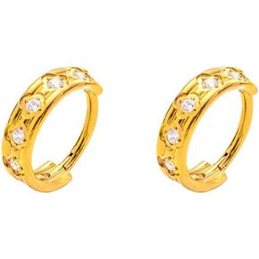 G23 Pure Titanium Huggie Hoop Earrings,12mm Hypoallergenic for Sensitive Ears Pave Cubic Zirconia