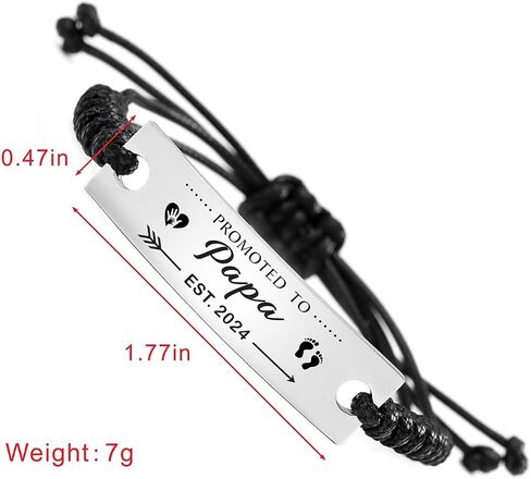 SOUSYOKYO Promoted to Papa Est 2024 Gifts, Soon to be Papa Bracelet Jewelry, Pregnancy Announcement Gift for New Papa, First Time Expecting Papa Present in Saudi Arabia