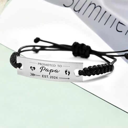 SOUSYOKYO Promoted to Papa Est 2024 Gifts, Soon to be Papa Bracelet Jewelry, Pregnancy Announcement Gift for New Papa, First Time Expecting Papa Present in Saudi Arabia