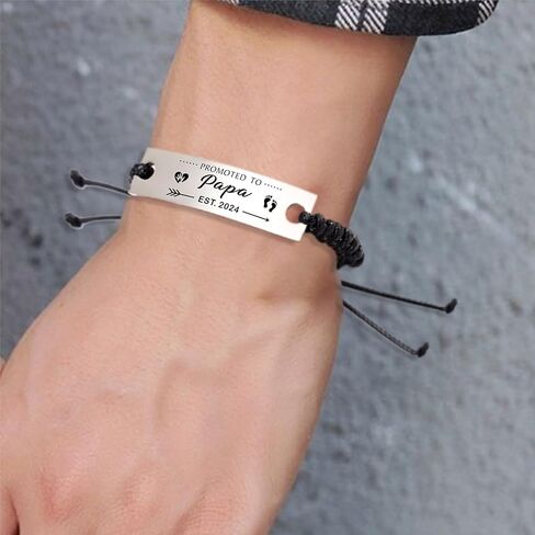 SOUSYOKYO Promoted to Papa Est 2024 Gifts, Soon to be Papa Bracelet Jewelry, Pregnancy Announcement Gift for New Papa, First Time Expecting Papa Present in Saudi Arabia