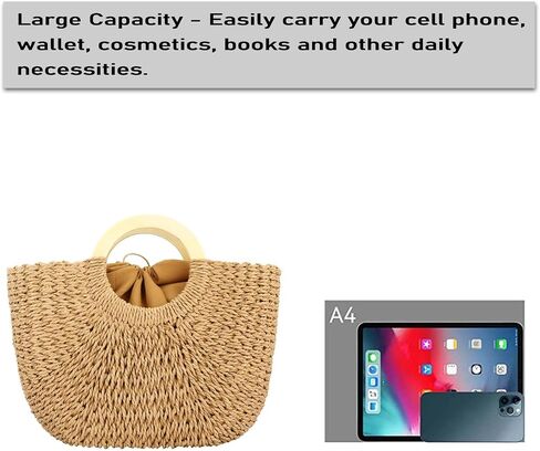 Womens Large Straw Bags Beach Tote Bag Handwoven Hobo Bag Summer Beach Bag Straw Handbag in Saudi Arabia