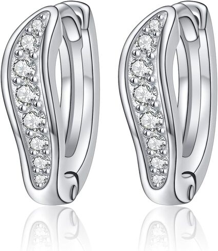 925 Sterling Silver Posts Twisted CZ Wave Dainty 10mm Huggie Hoops Wavy Hoop Stud Earrings for Women Teen Girls Daughter Birthday Jewelry in Saudi Arabia
