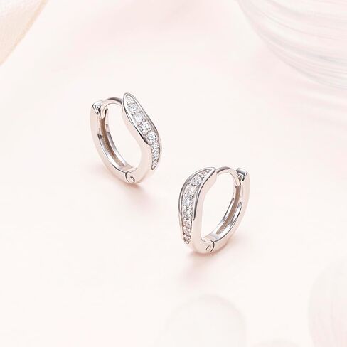 925 Sterling Silver Posts Twisted CZ Wave Dainty 10mm Huggie Hoops Wavy Hoop Stud Earrings for Women Teen Girls Daughter Birthday Jewelry in Saudi Arabia