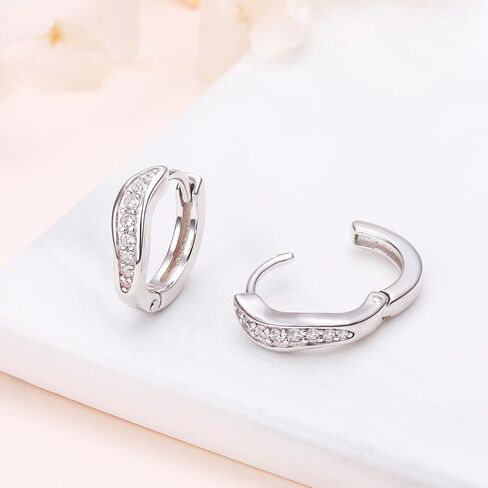 925 Sterling Silver Posts Twisted CZ Wave Dainty 10mm Huggie Hoops Wavy Hoop Stud Earrings for Women Teen Girls Daughter Birthday Jewelry in Saudi Arabia