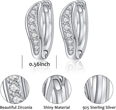 925 Sterling Silver Posts Twisted CZ Wave Dainty 10mm Huggie Hoops Wavy Hoop Stud Earrings for Women Teen Girls Daughter Birthday Jewelry in Saudi Arabia
