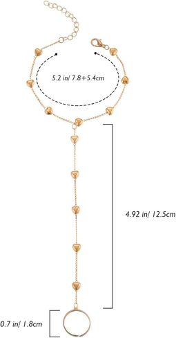 Vinabilia Finger Ring Bracelet for Women Girls, Dainty Heart Ring Bracelet Hand Chain, Snake Finger Ring Bracelet, Boho Heart Hand Harness Bracelet Love Bracelet with Lobster Clasp in Kuwait