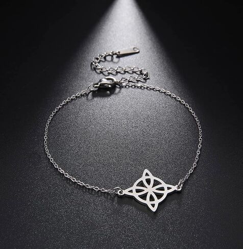 Witches Knot Bracelet For Women Stainless Steel Celtic Knot Wiccan Symbol Layered Bracelet Unique Charm Adjustable Double Layer Bracelet Jewelry Gifts in Saudi Arabia